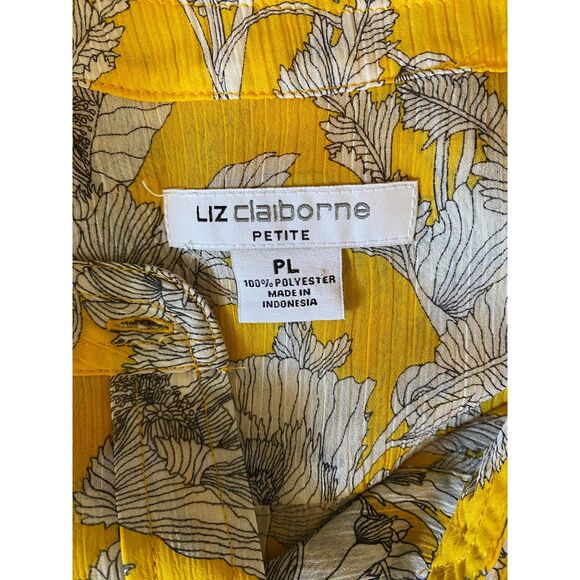 Liz Claiborne Petite Boho Floral Button Down Sheer Tunic Shirt Size PL - Picture 5 of 6